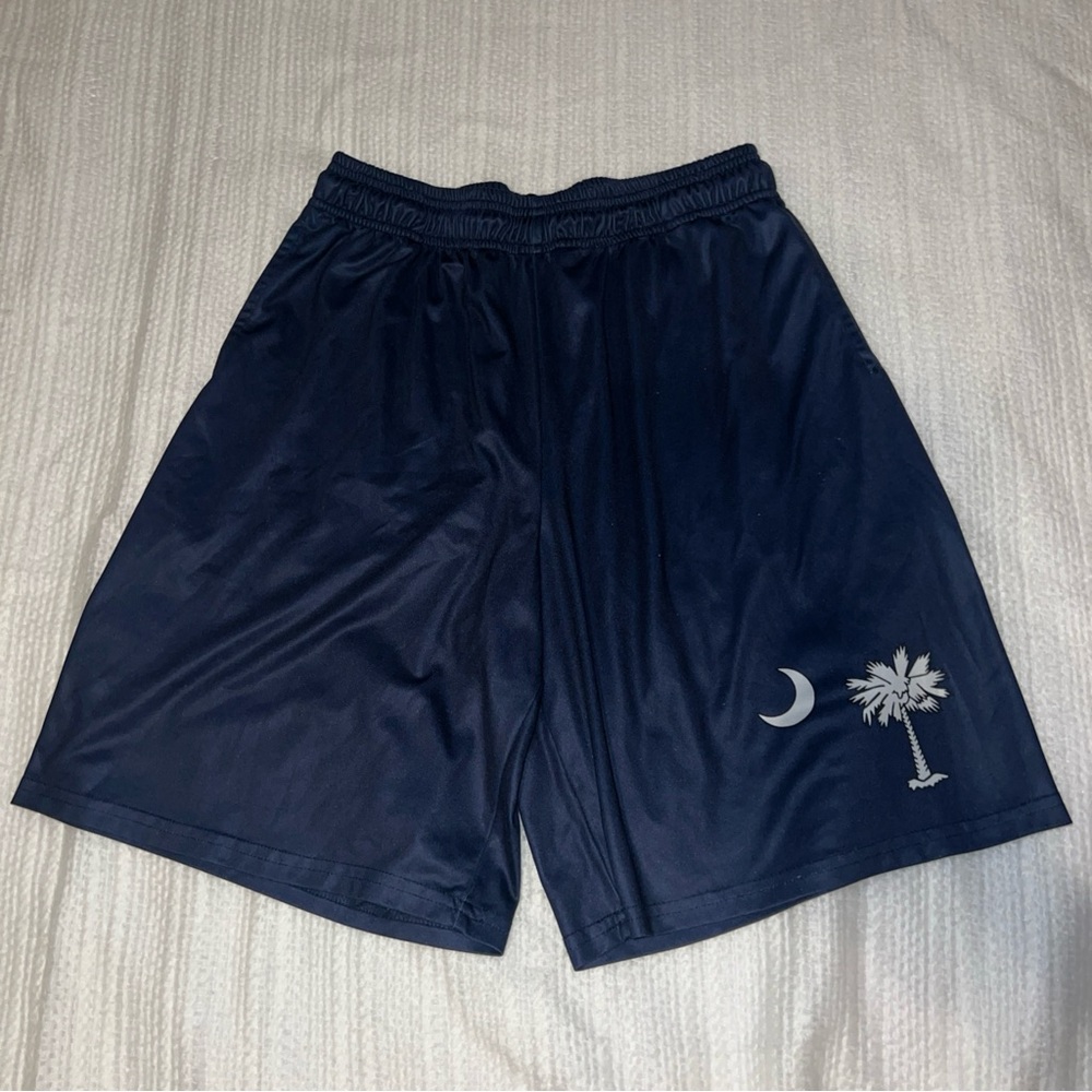 Navy Blue Men's Shorts with Palm Tree Design